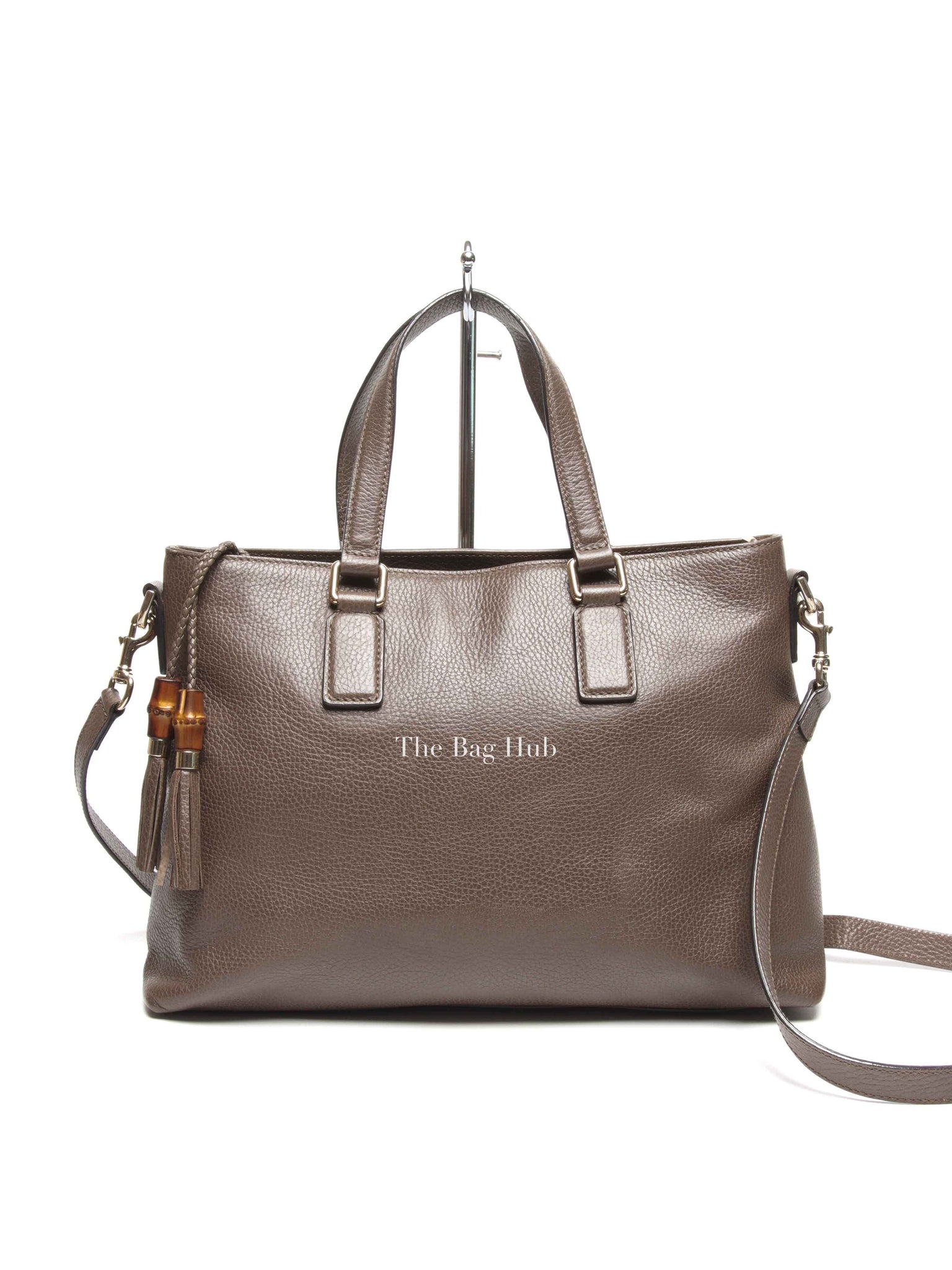 Gucci Brown Leather Bamboo Fringe Medium Tote Bag