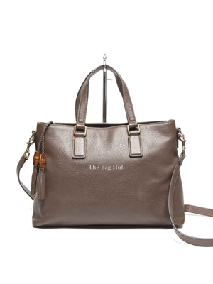 Gucci Brown Leather Bamboo Fringe Medium Tote Bag