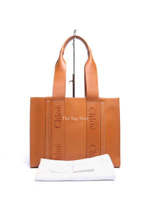 Chloe Caramel Leather Woody Medium Tote Bag
