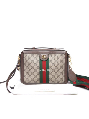 Gucci Brown GG Supreme Ophidia Top Handle Shoulder Bag