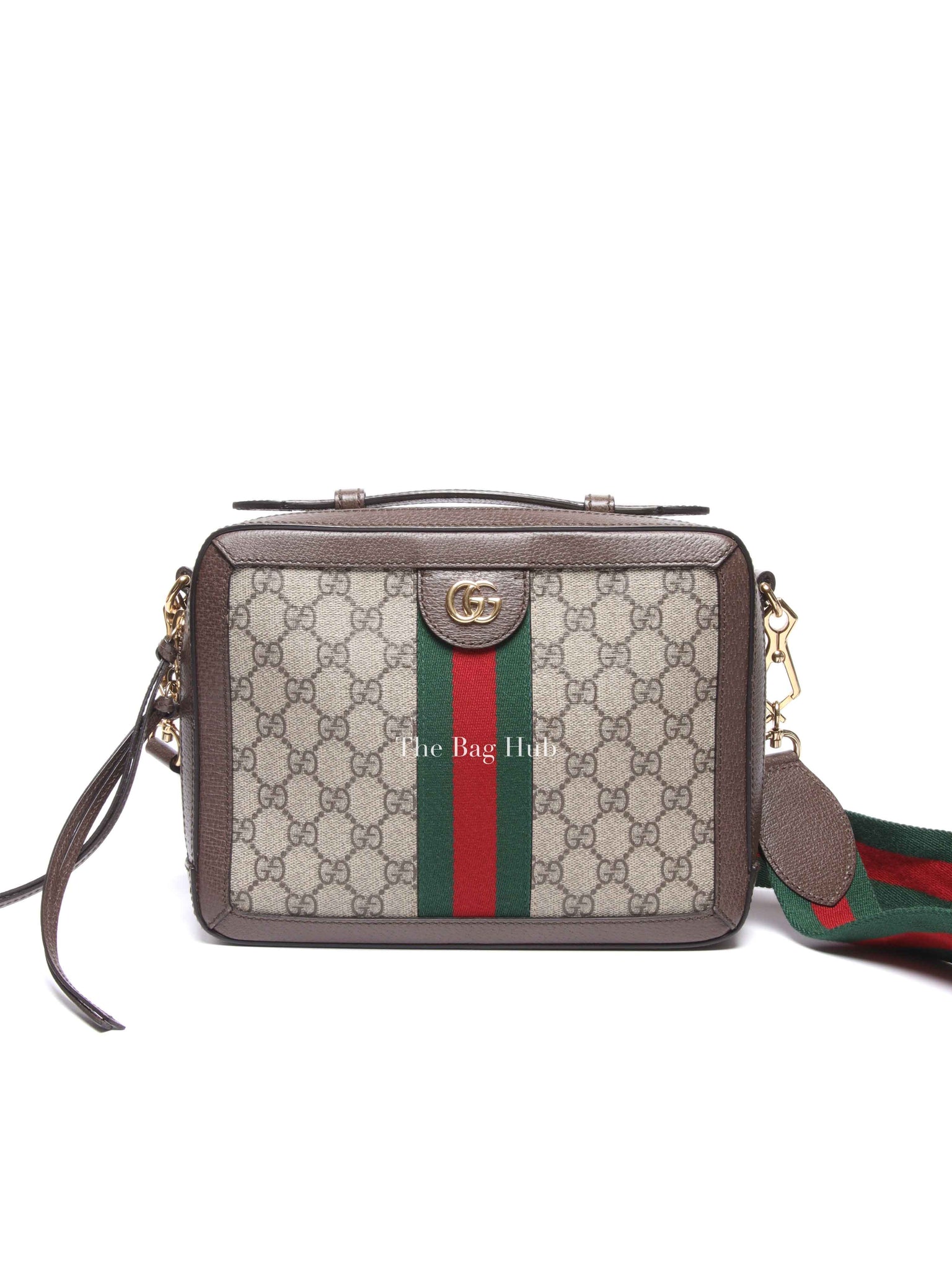 Gucci Brown GG Supreme Ophidia Top Handle Shoulder Bag