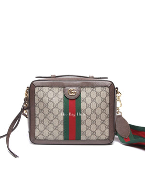 Gucci Brown GG Supreme Ophidia Top Handle Shoulder Bag