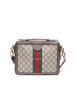 Gucci Brown GG Supreme Ophidia Top Handle Shoulder Bag