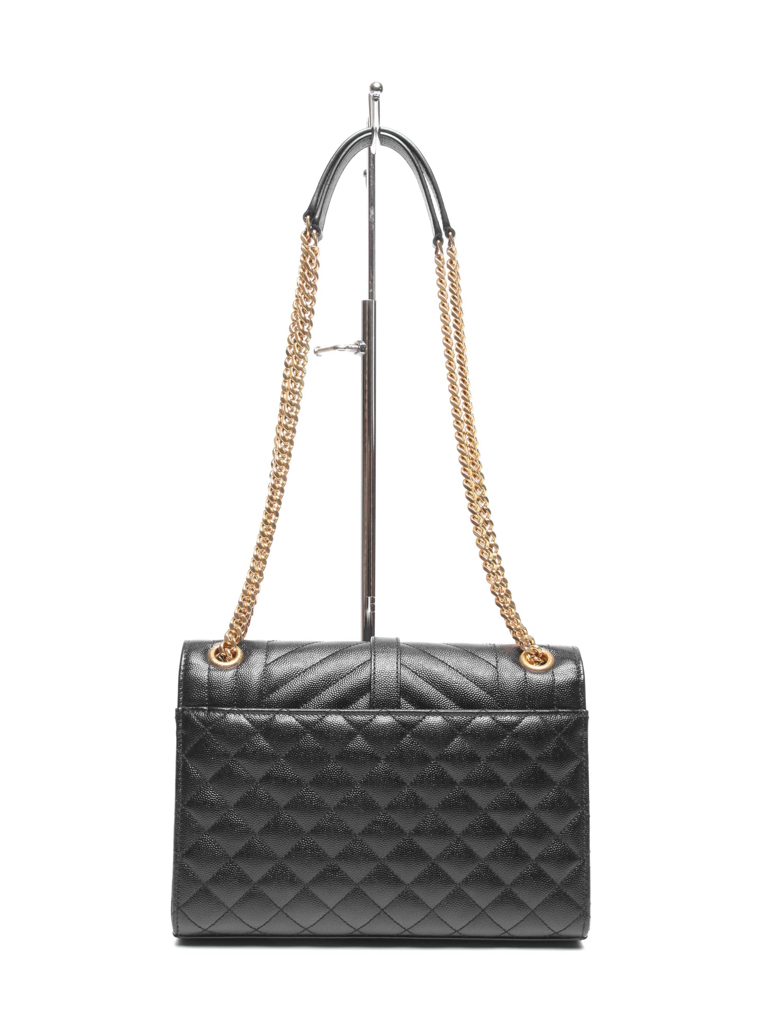 Saint Laurent Black Quilted Grain De Poudre Envelope Medium Chain Shoulder Bag