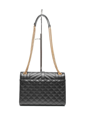 Saint Laurent Black Quilted Grain De Poudre Envelope Medium Chain Shoulder Bag