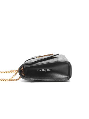 Saint Laurent Black Quilted Grain De Poudre Envelope Medium Chain Shoulder Bag
