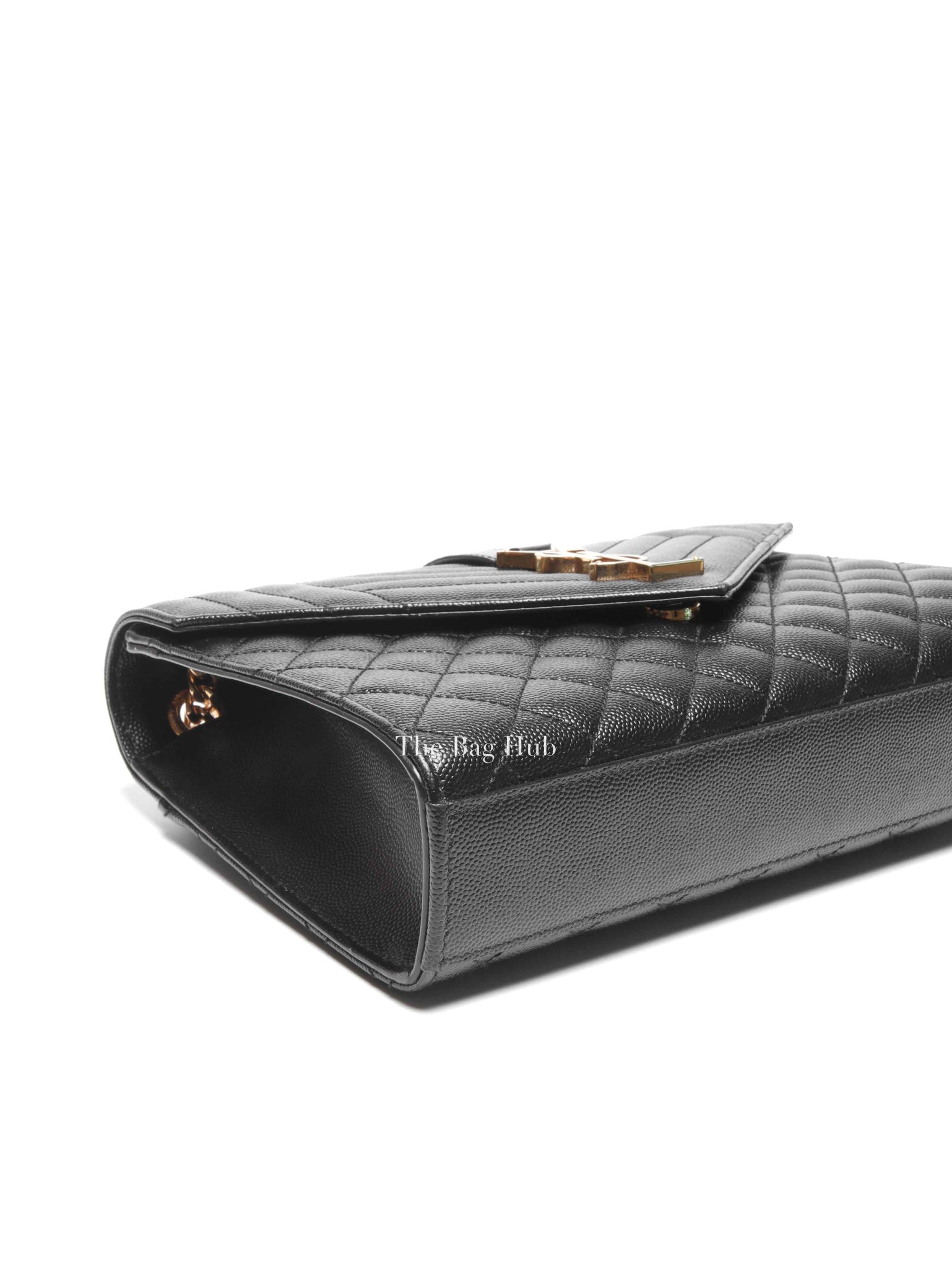 Saint Laurent Black Quilted Grain De Poudre Envelope Medium Chain Shoulder Bag