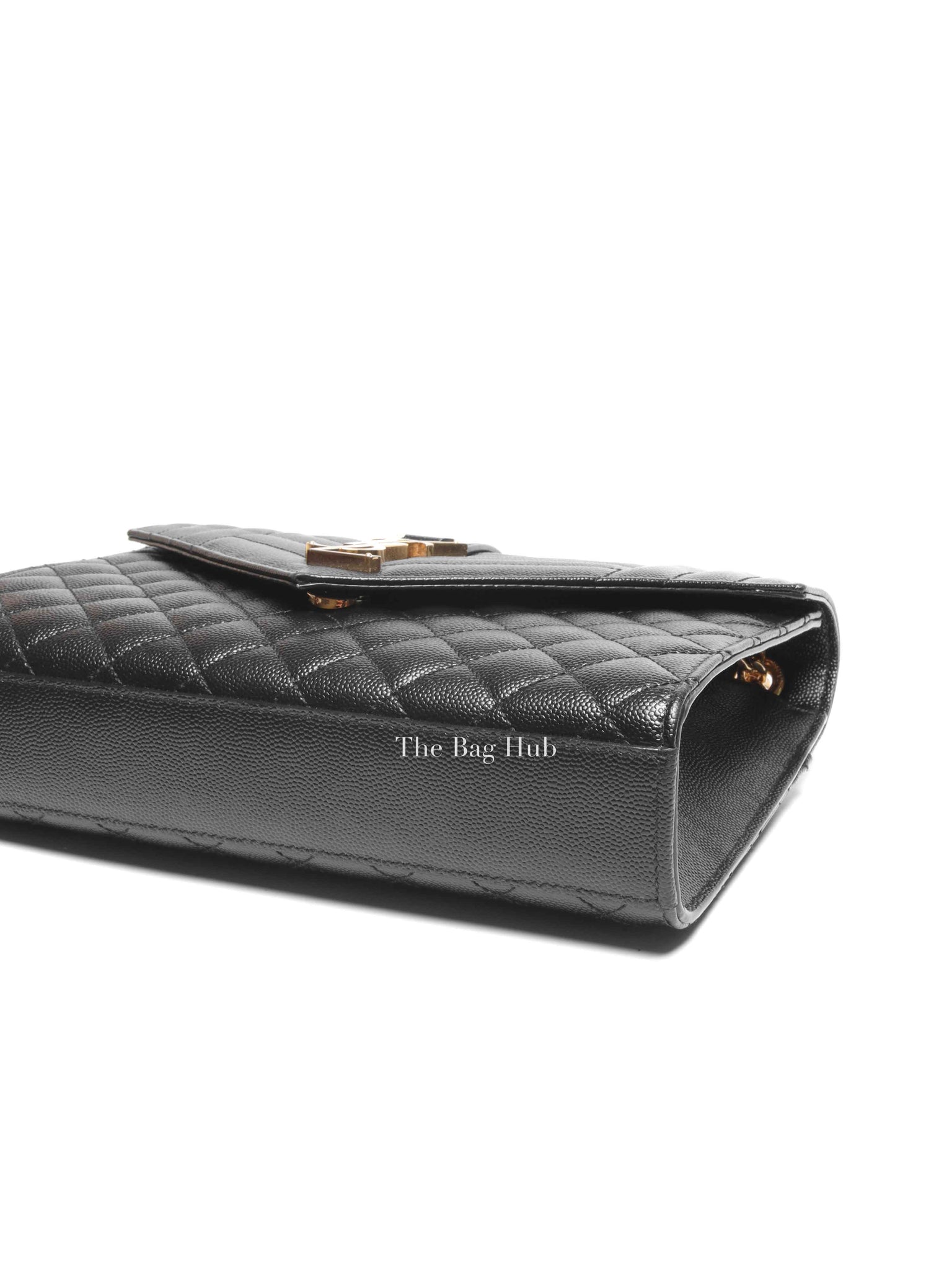 Saint Laurent Black Quilted Grain De Poudre Envelope Medium Chain Shoulder Bag