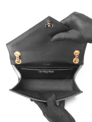 Saint Laurent Black Quilted Grain De Poudre Envelope Medium Chain Shoulder Bag