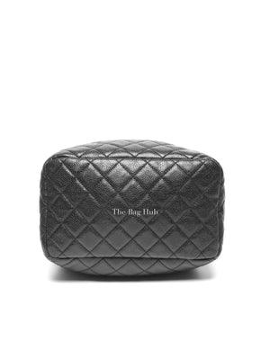 Chanel Black Caviar Quilted CC Drawstring Chain Small Bucket Bag SHW