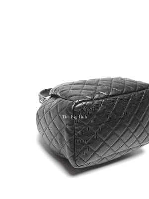 Chanel Black Caviar Quilted CC Drawstring Chain Small Bucket Bag SHW