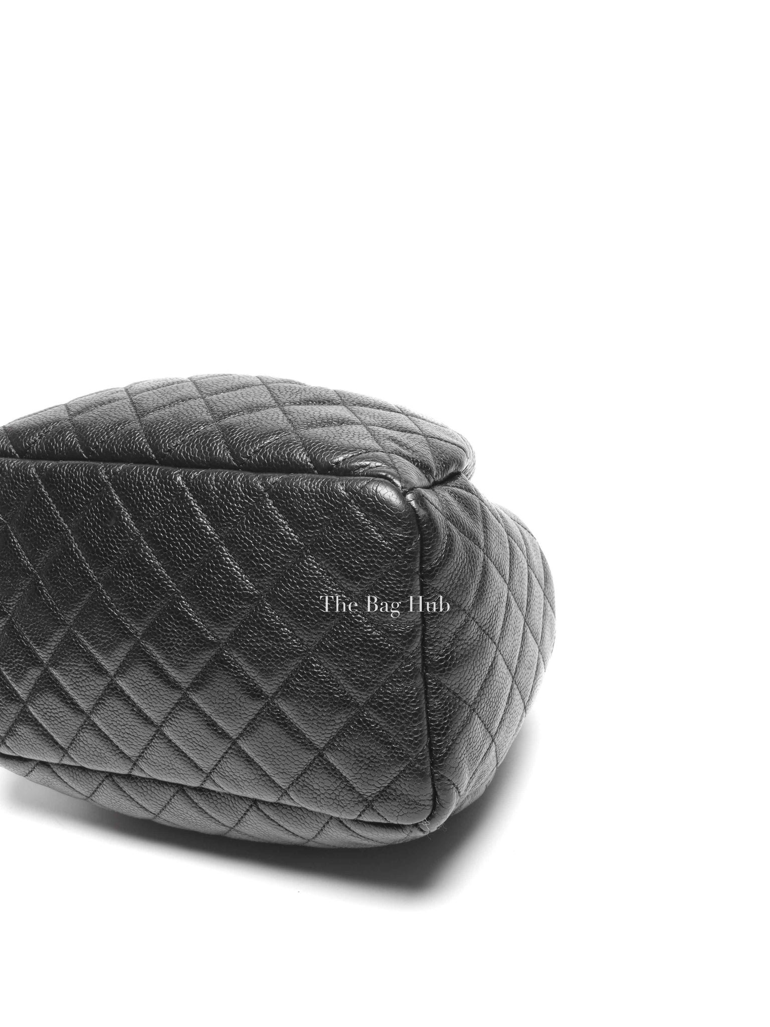 Chanel Black Caviar Quilted CC Drawstring Chain Small Bucket Bag SHW