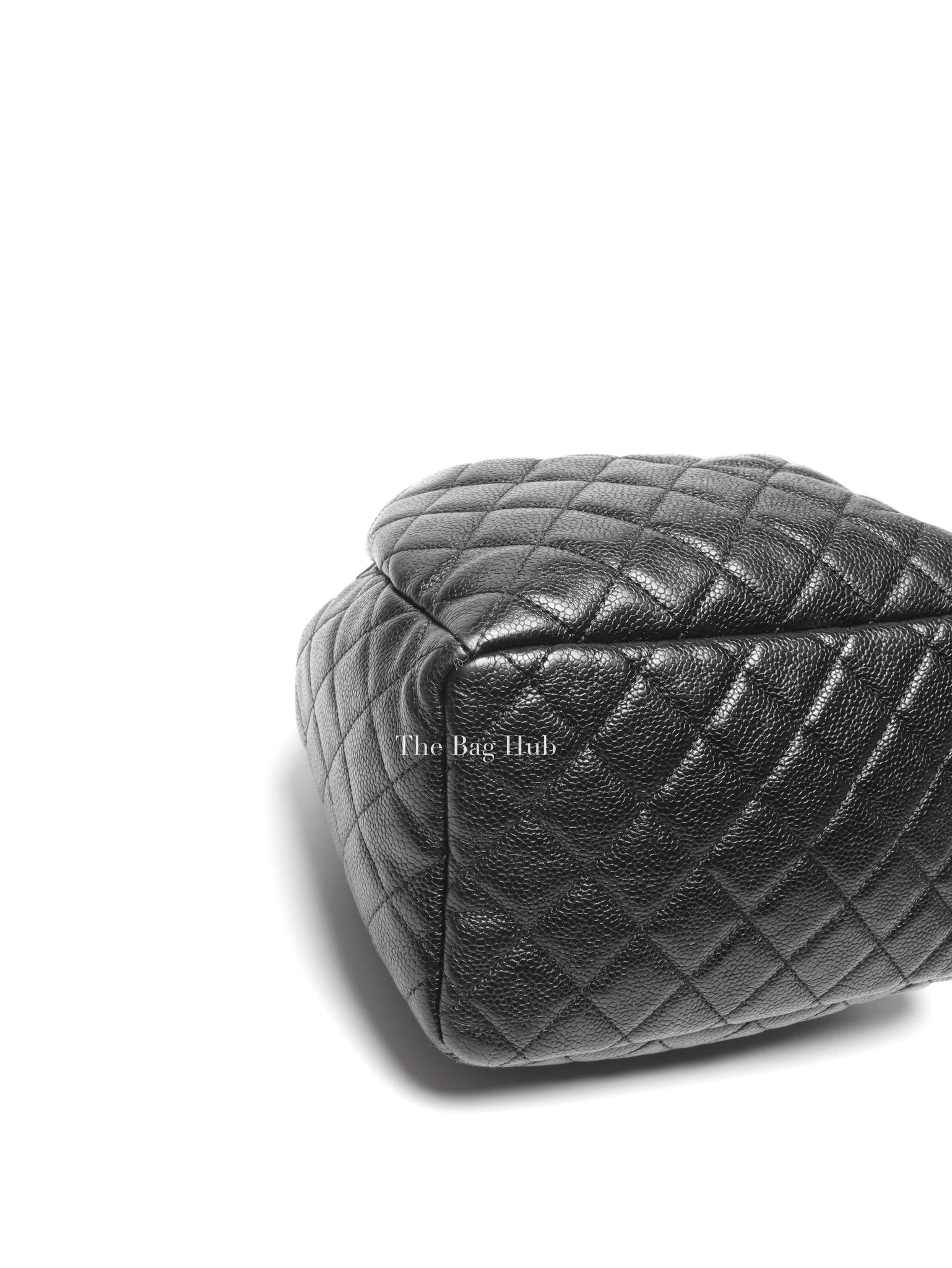 Chanel Black Caviar Quilted CC Drawstring Chain Small Bucket Bag SHW