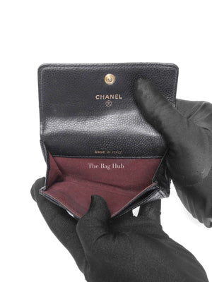 Chanel Black Caviar Quilted Classic Flap Card Holder