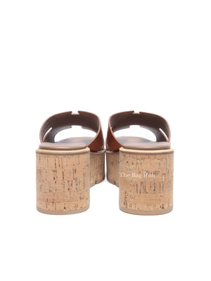 Hermes Gold Glaise Calfskin Cork Eze 30 Sandals Size 39