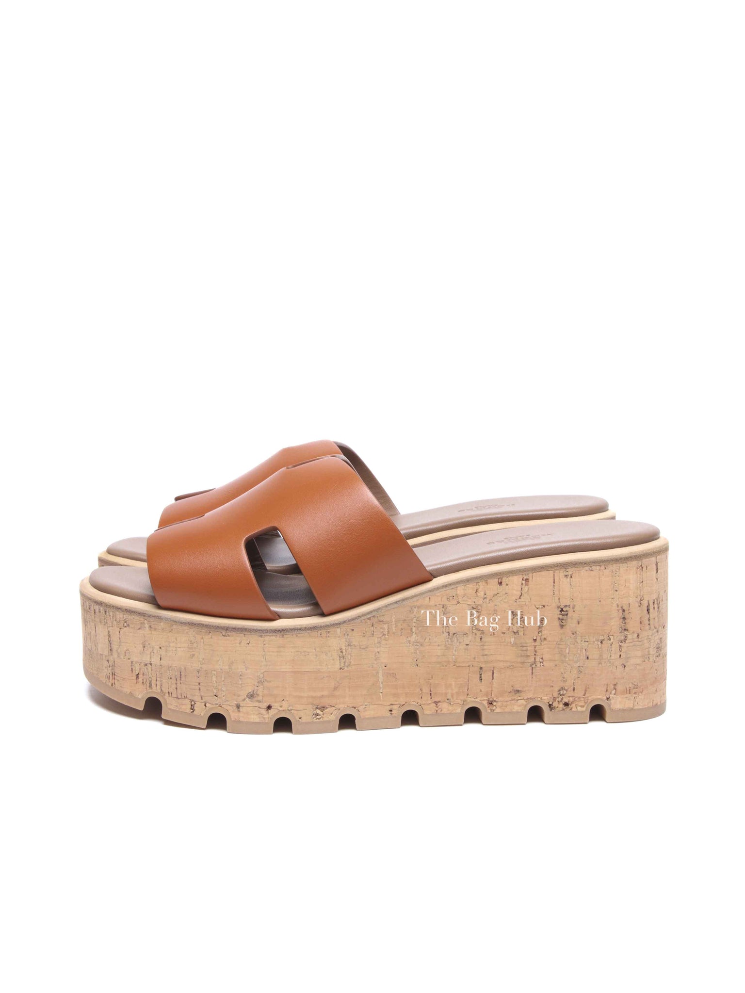 Hermes Gold Glaise Calfskin Cork Eze 30 Sandals Size 39