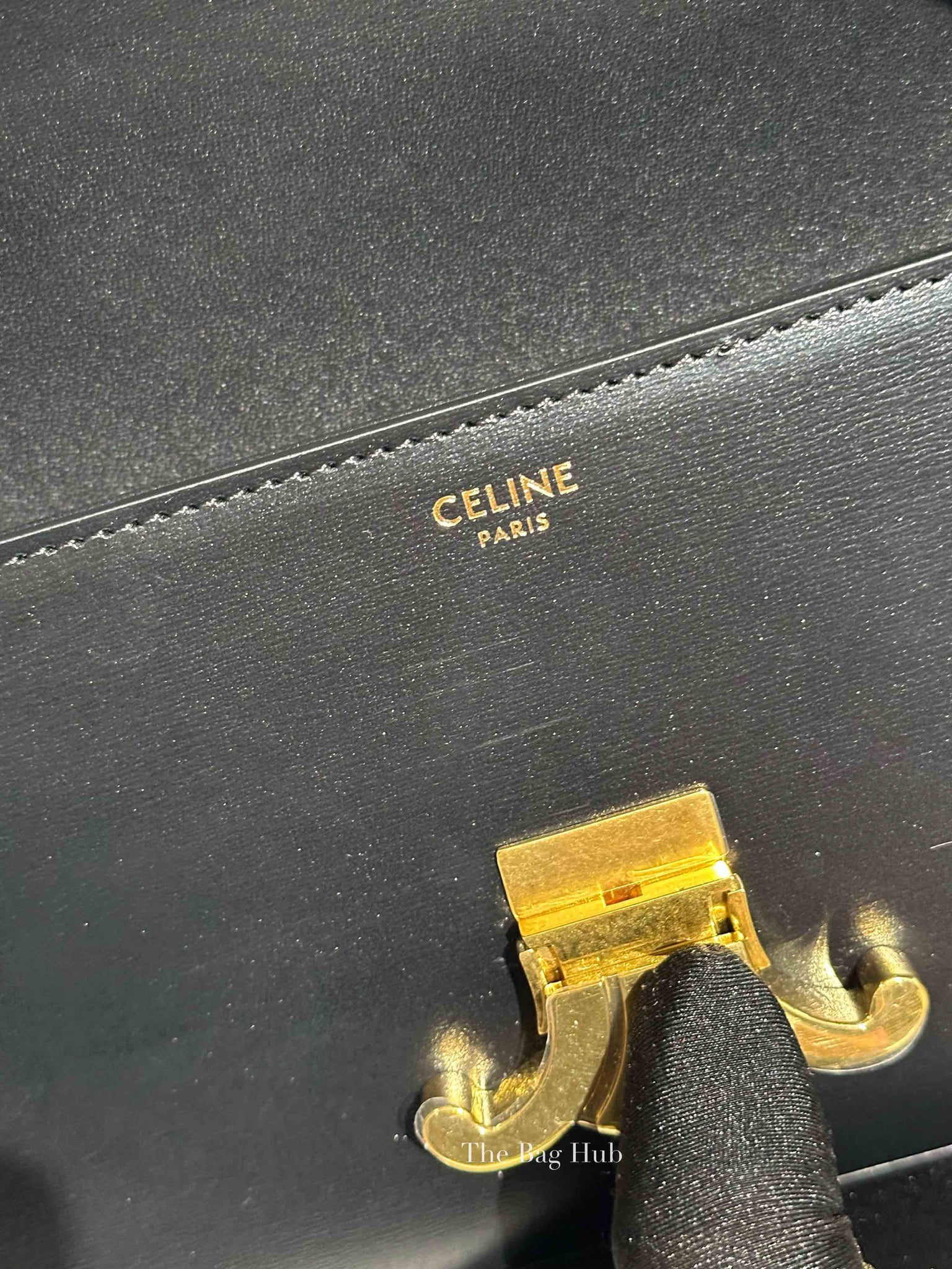 Celine Black Shiny Calfskin Classic Claude Triomphe Shoulder Bag