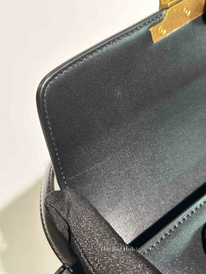 Celine Black Shiny Calfskin Classic Claude Triomphe Shoulder Bag