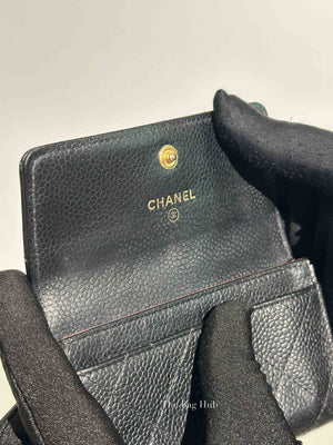Chanel Black Caviar Quilted Classic Flap Card Holder