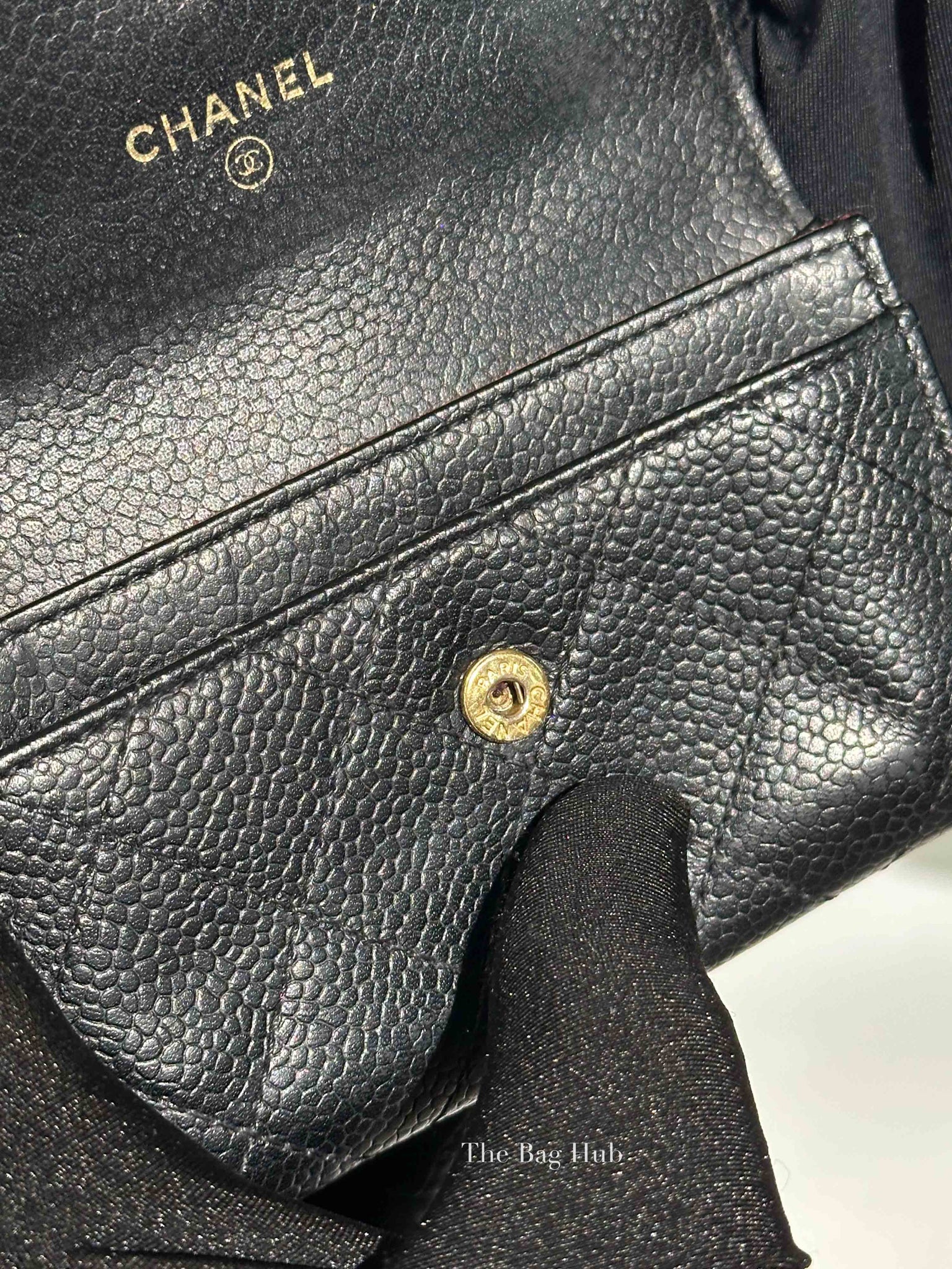 Chanel Black Caviar Quilted Classic Flap Card Holder