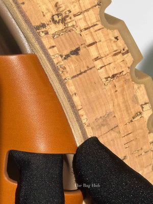Hermes Gold Glaise Calfskin Cork Eze 30 Sandals Size 39