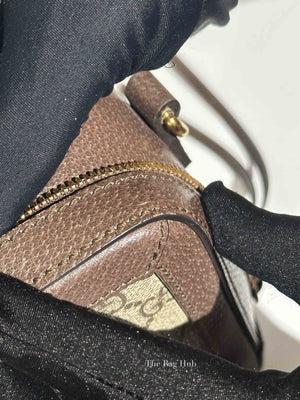 Gucci Brown GG Supreme Ophidia Top Handle Shoulder Bag