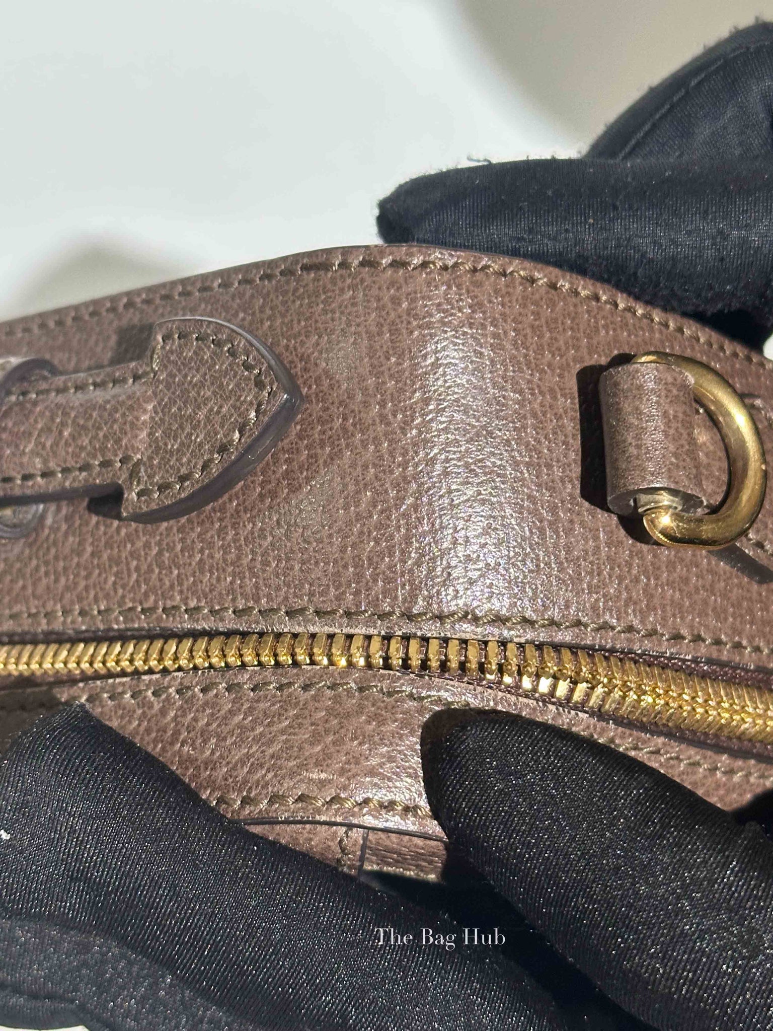 Gucci Brown GG Supreme Ophidia Top Handle Shoulder Bag