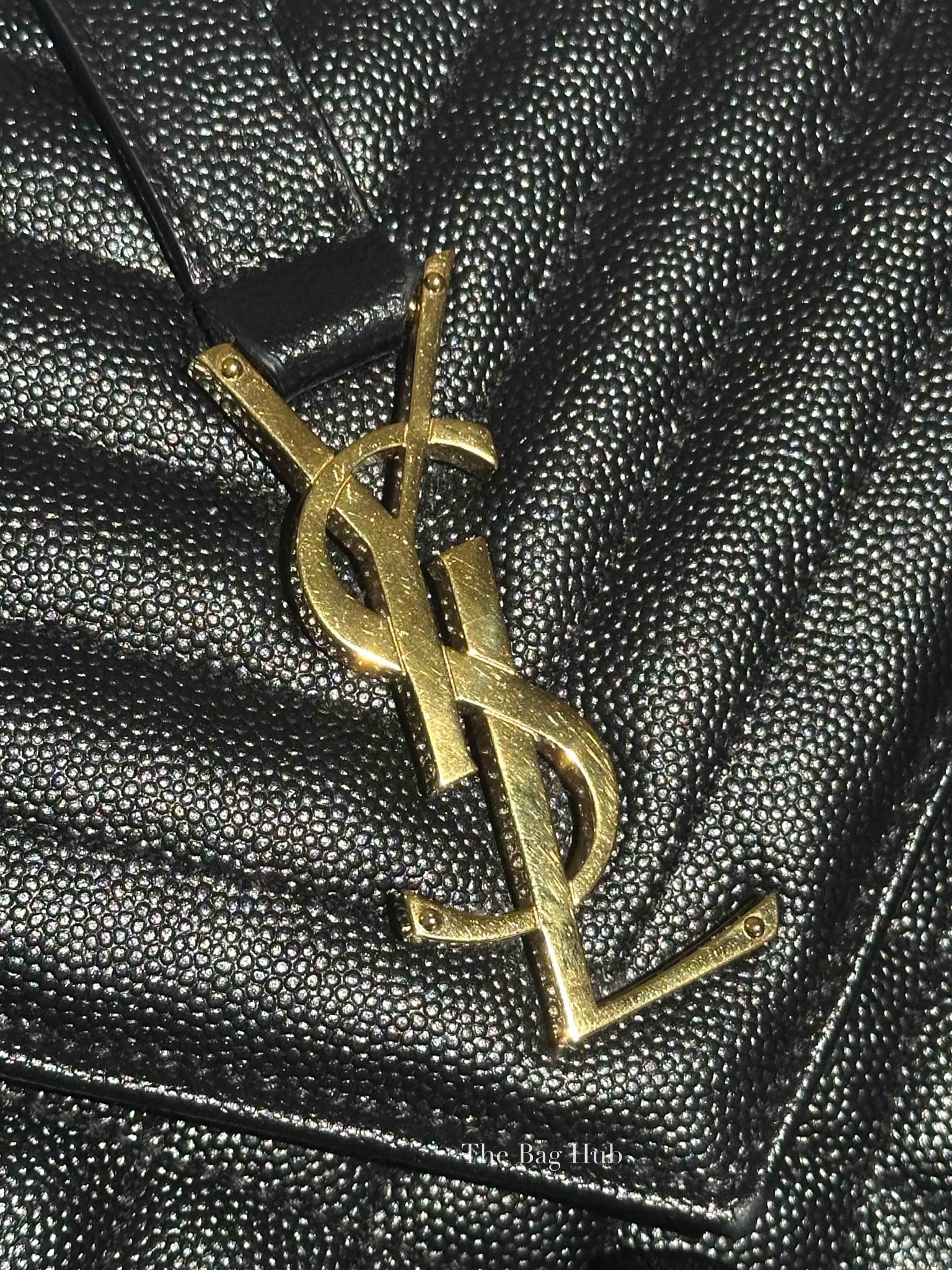 Saint Laurent Black Quilted Grain De Poudre Envelope Medium Chain Shoulder Bag