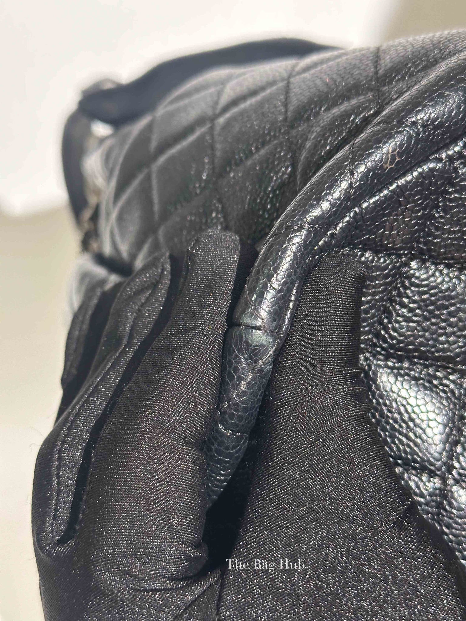 Chanel Black Caviar Quilted CC Drawstring Chain Small Bucket Bag SHW