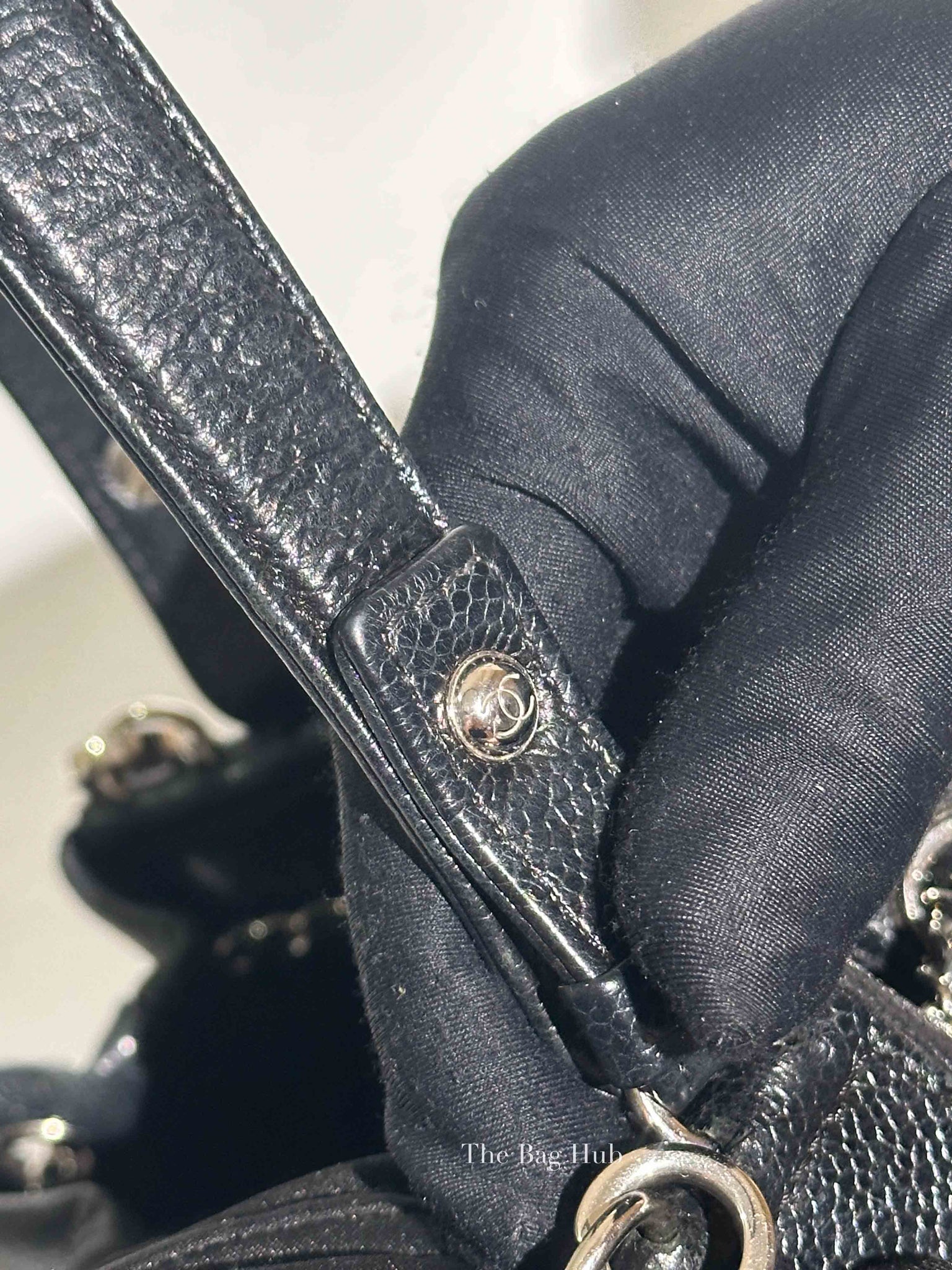 Chanel Black Caviar Quilted CC Drawstring Chain Small Bucket Bag SHW