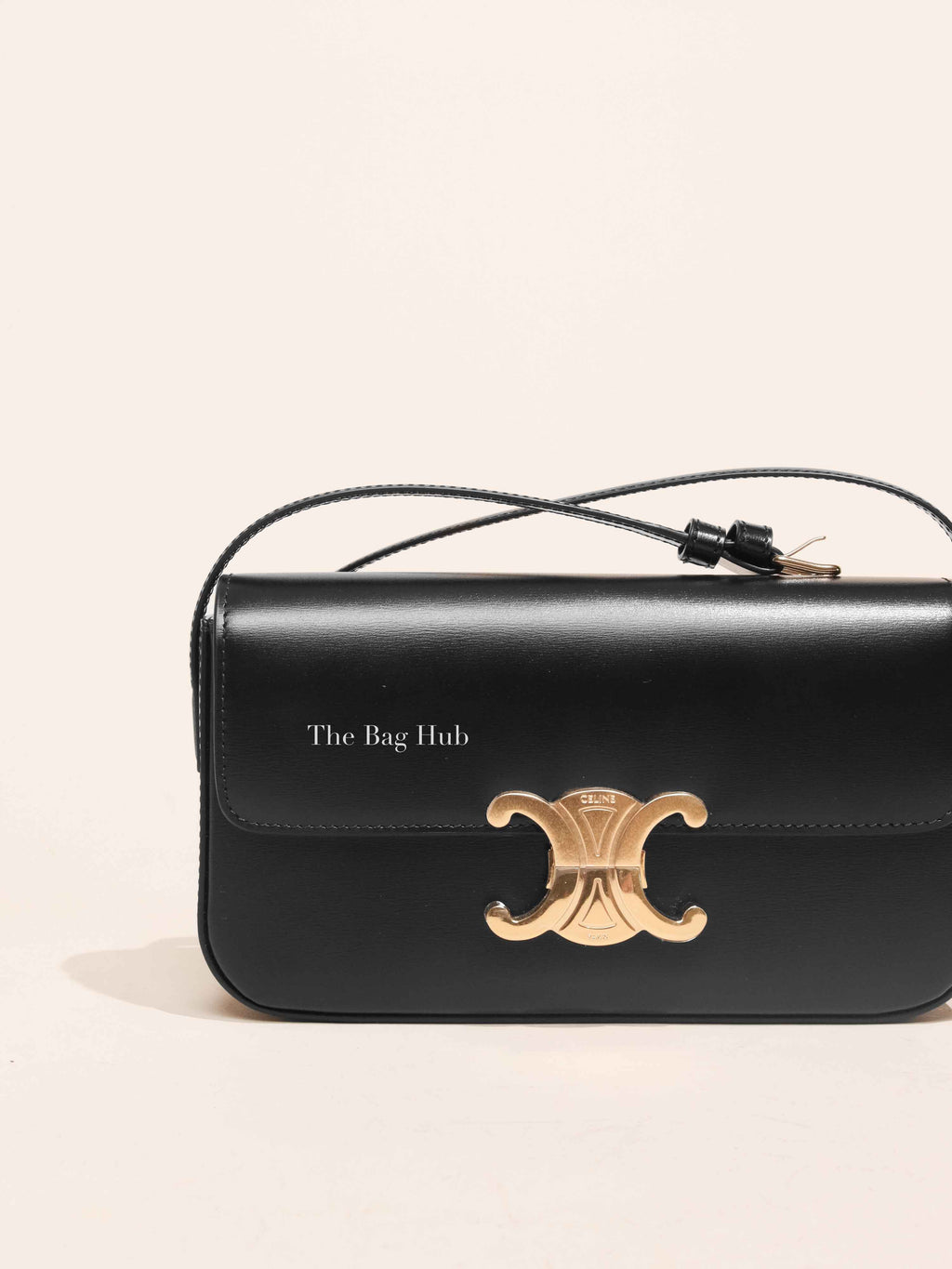 Celine Black Shiny Calfskin Classic Claude Triomphe Shoulder Bag
