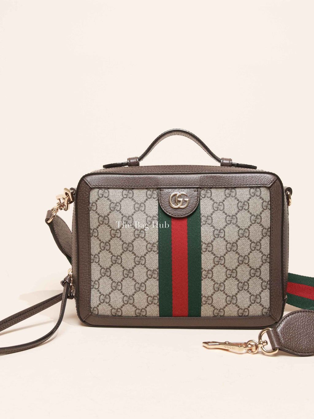 Gucci Brown GG Supreme Ophidia Top Handle Shoulder Bag