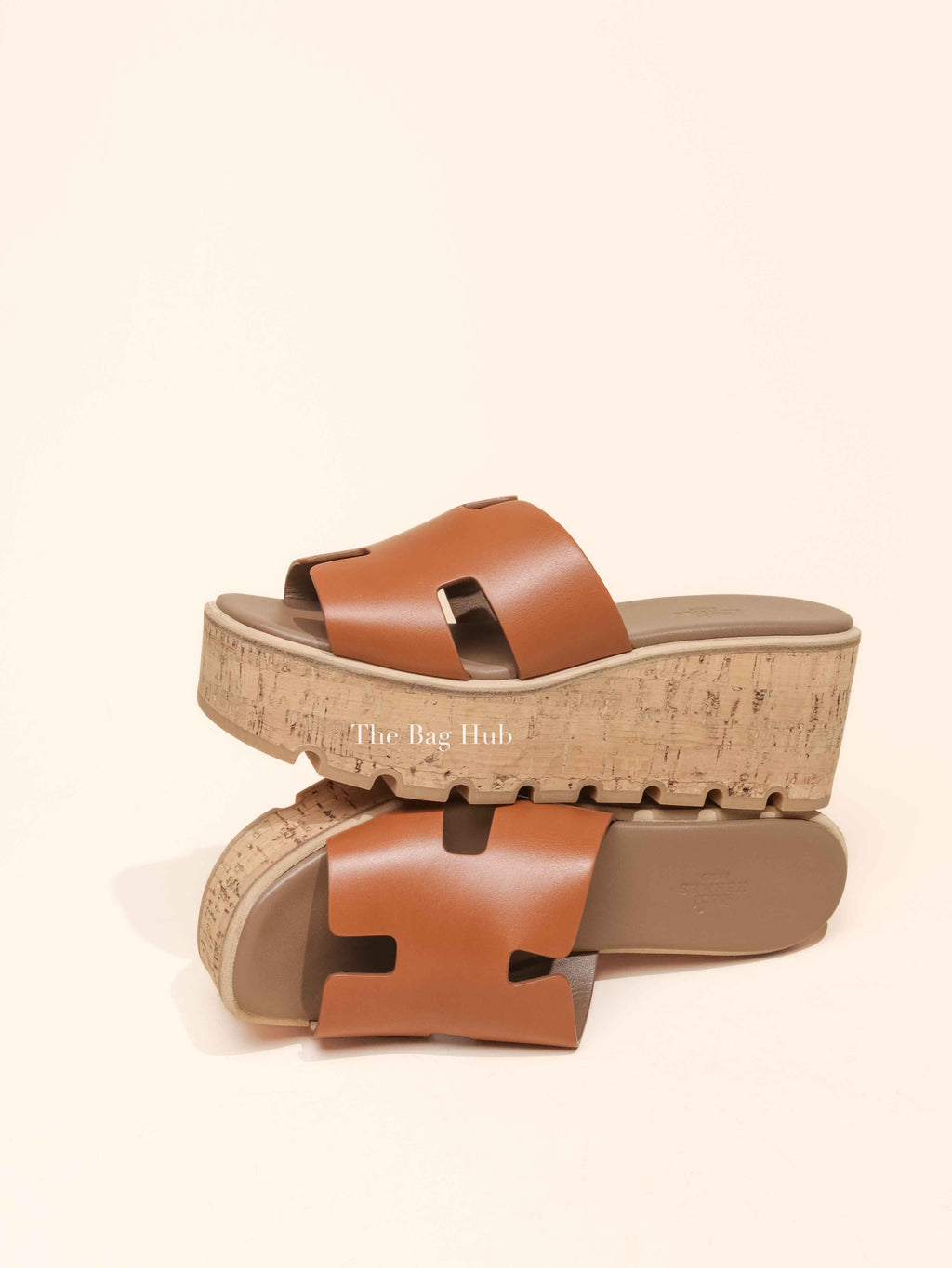 Hermes Gold Glaise Calfskin Cork Eze 30 Sandals Size 39