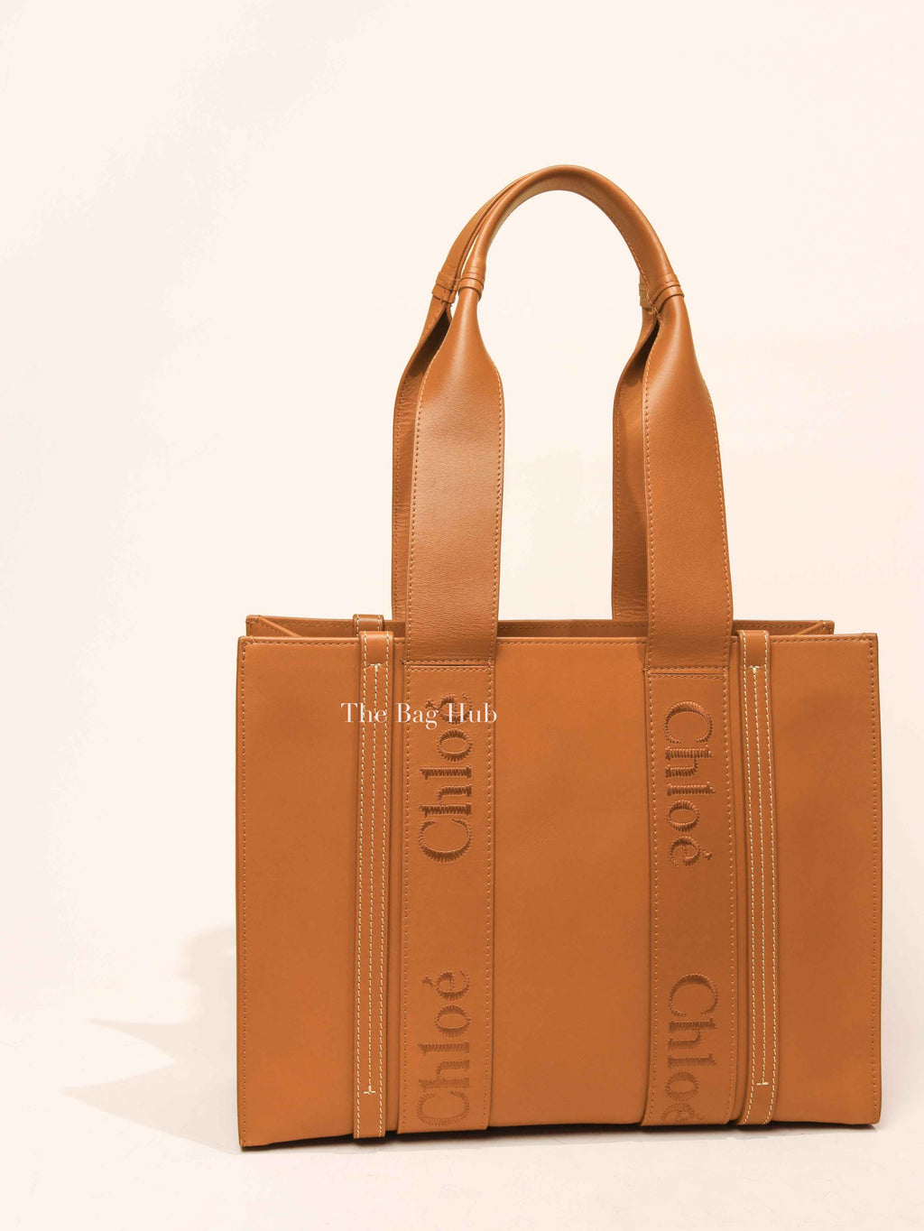 Chloe Caramel Leather Woody Medium Tote Bag