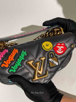 Louis Vuitton Black Quilted Leather New Wave Patches MM Chain Bag