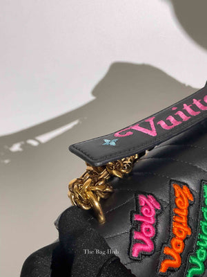 Louis Vuitton Black Quilted Leather New Wave Patches MM Chain Bag