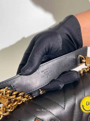 Louis Vuitton Black Quilted Leather New Wave Patches MM Chain Bag