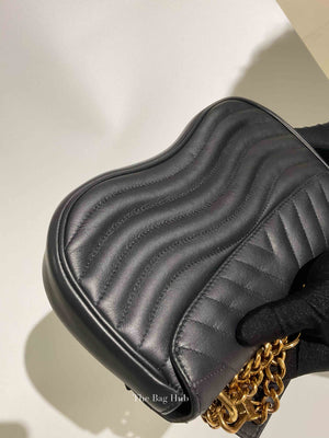 Louis Vuitton Black Quilted Leather New Wave Patches MM Chain Bag