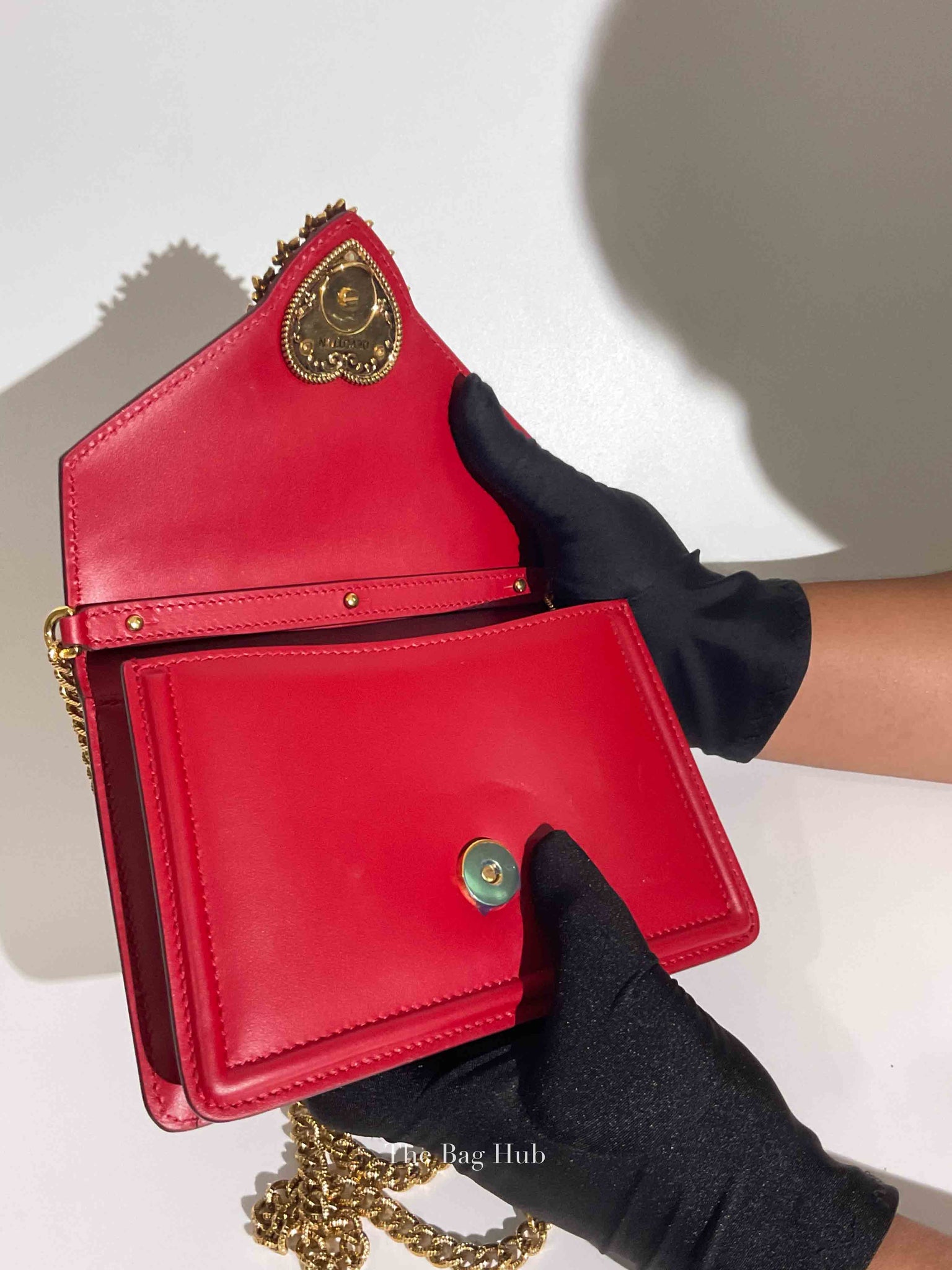 Dolce & Gabbana Red Smooth Calfskin Devotion Small Crossbody Bag