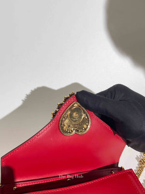 Dolce & Gabbana Red Smooth Calfskin Devotion Small Crossbody Bag