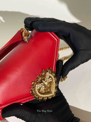 Dolce & Gabbana Red Smooth Calfskin Devotion Small Crossbody Bag