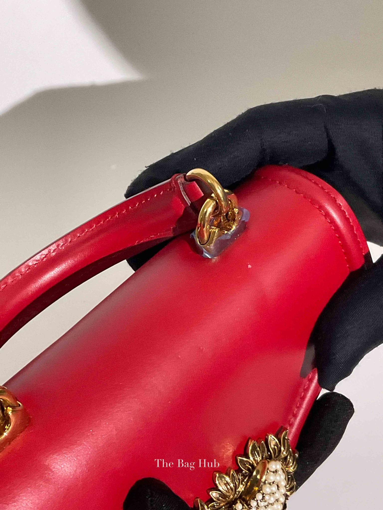 Dolce & Gabbana Red Smooth Calfskin Devotion Small Crossbody Bag