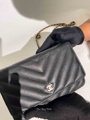 Chanel Black Chevron Caviar Classic WOC GHW