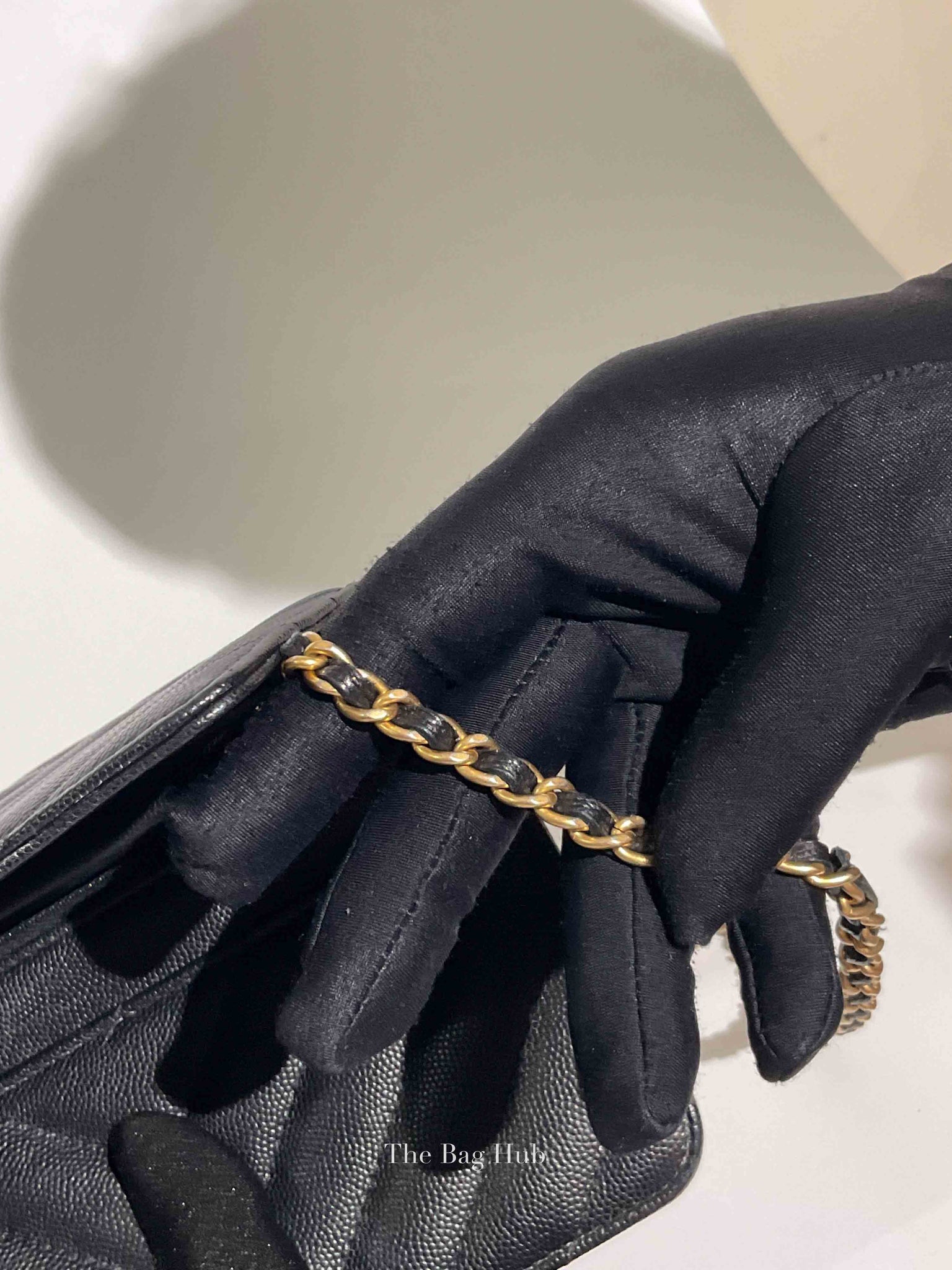 Chanel Black Chevron Caviar Classic WOC GHW