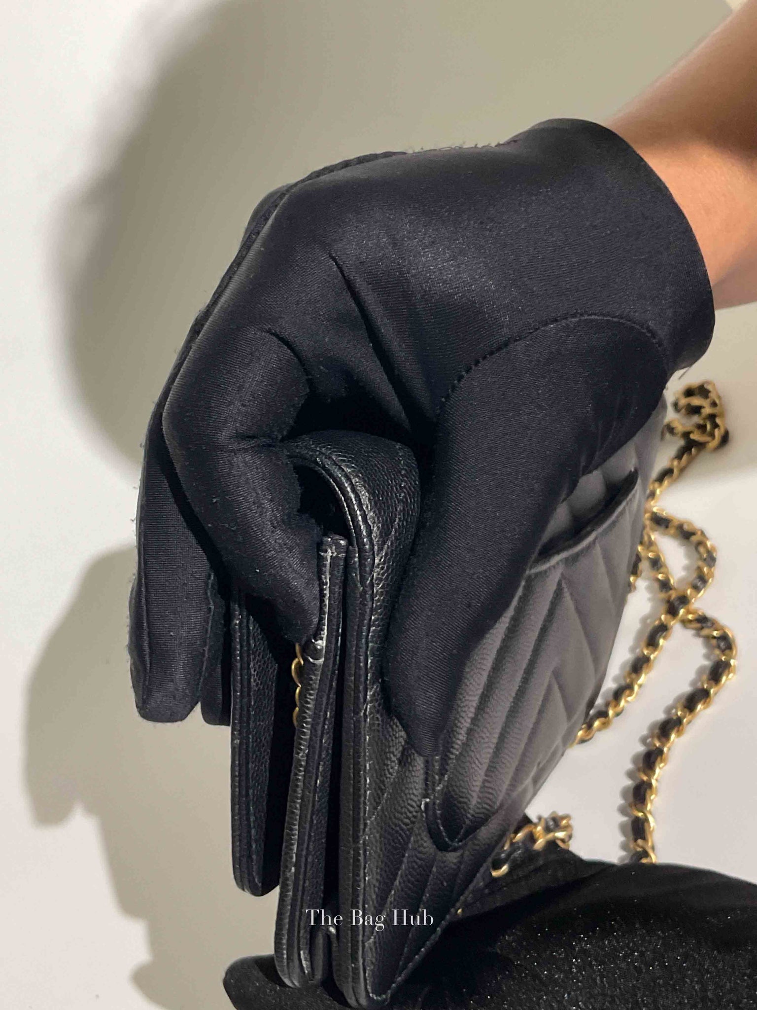 Chanel Black Chevron Caviar Classic WOC GHW