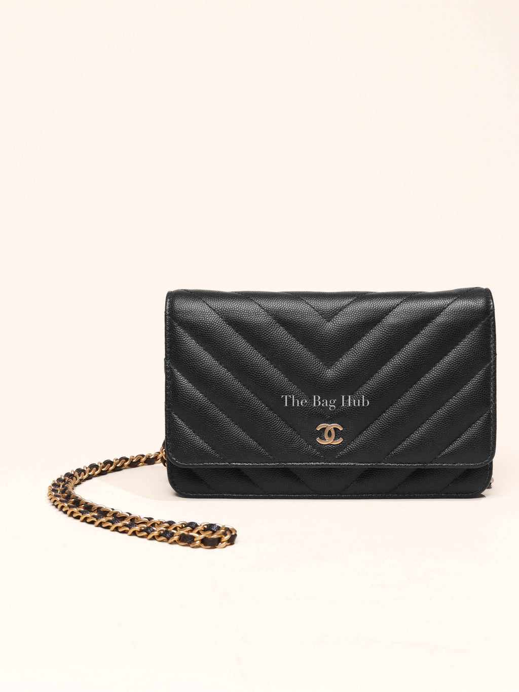 Chanel Black Chevron Caviar Classic WOC GHW