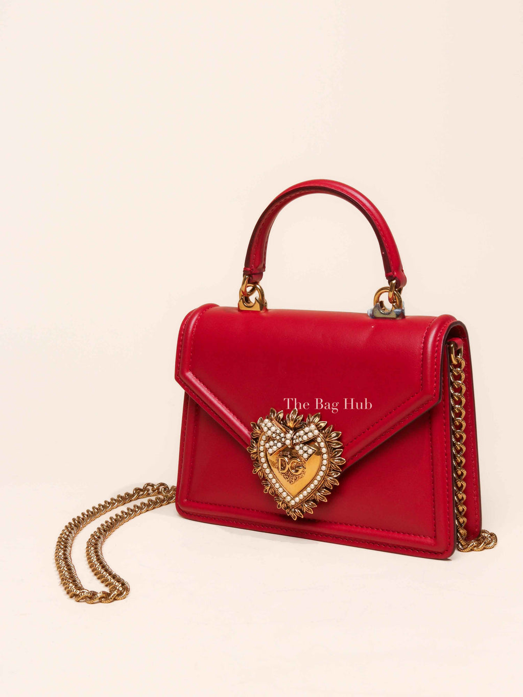 Dolce & Gabbana Red Smooth Calfskin Devotion Small Crossbody Bag