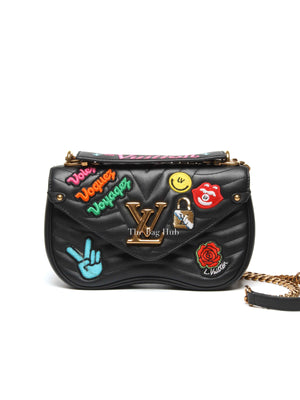 Louis Vuitton Black Quilted Leather New Wave Patches MM Chain Bag