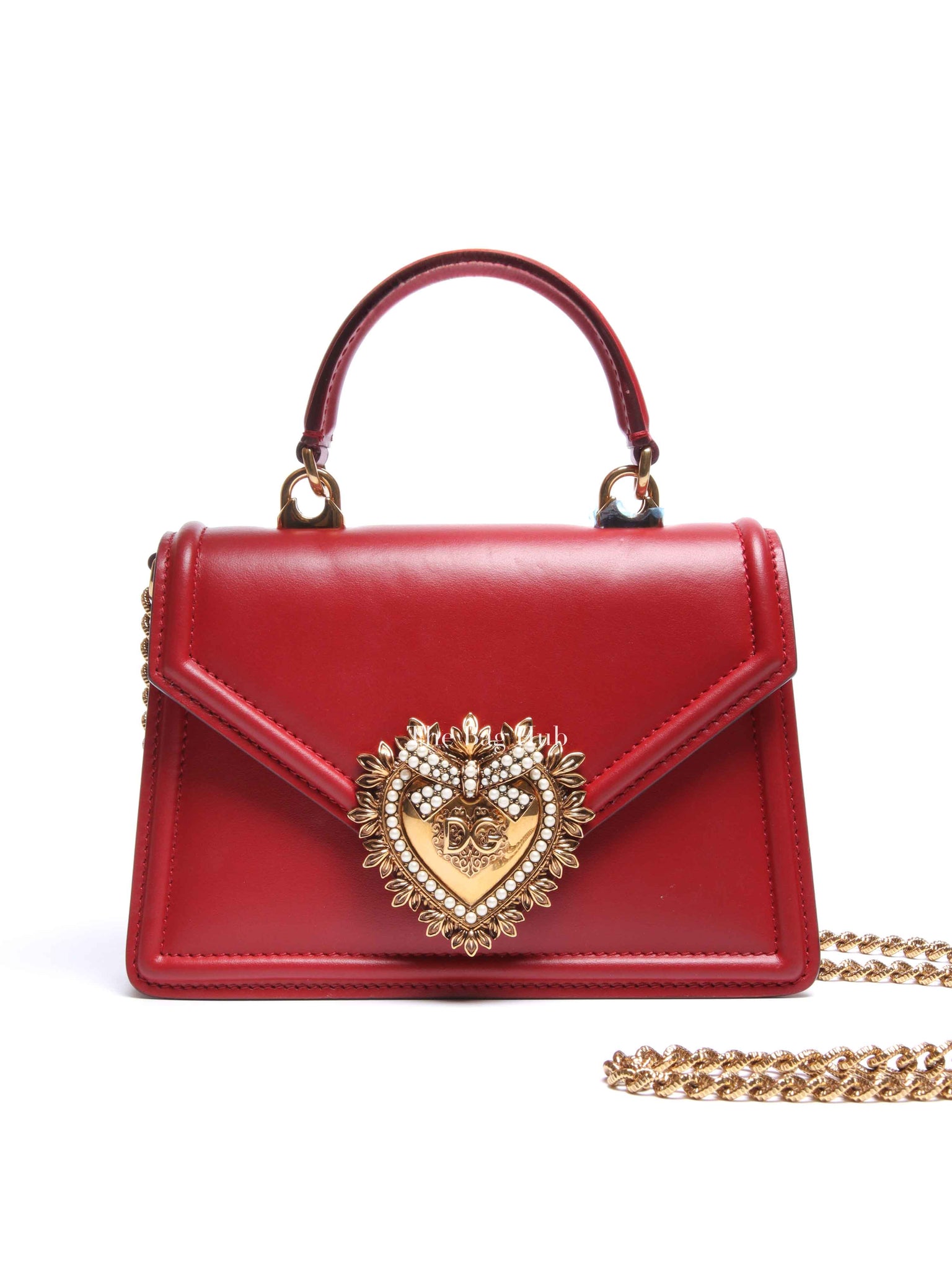 Dolce & Gabbana Red Smooth Calfskin Devotion Small Crossbody Bag
