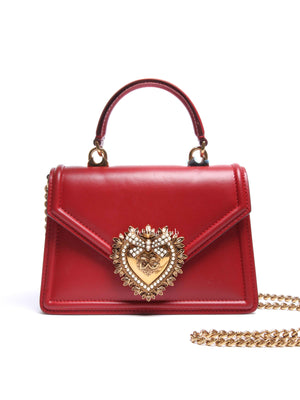 Dolce & Gabbana Red Smooth Calfskin Devotion Small Crossbody Bag